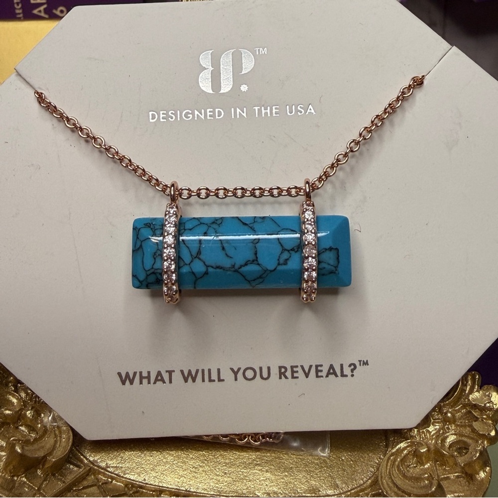 Bomb Party December 2025 - Turquoise Magnesite &  Rose Gold Necklace